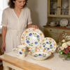 16-Piece Stoneware Dinnerware Set with Hand-painted Design HARVIT Brand Country Style Party Use