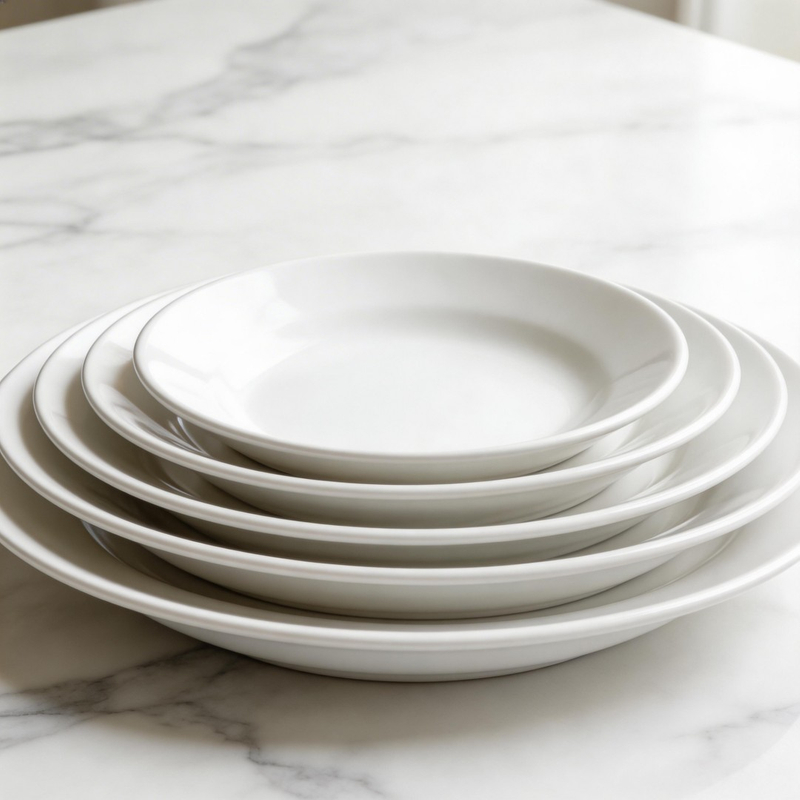 Solid White Porcelain HARVIT Minimalist Party Dinnerware Set