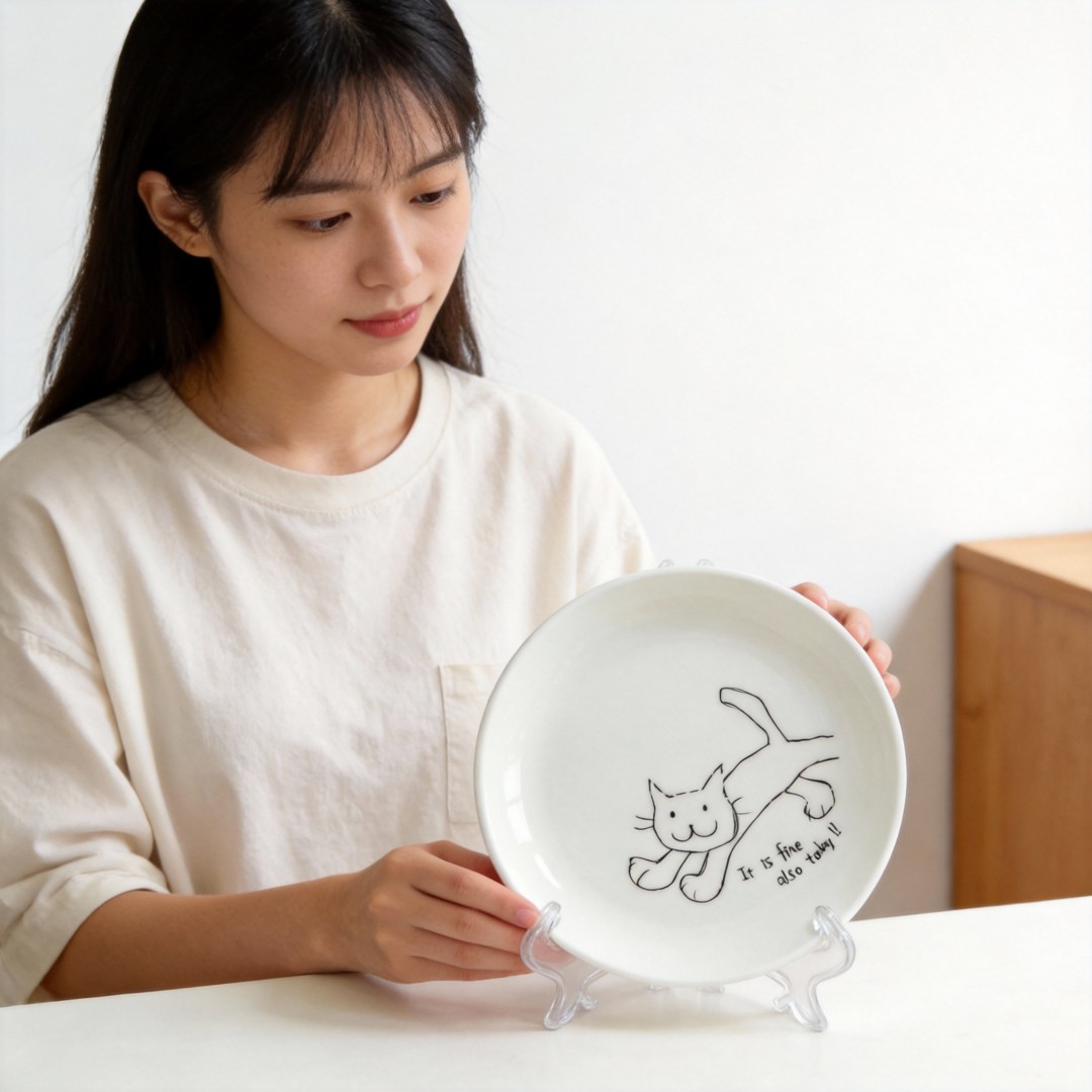 White Porcelain Plate/Stock Plate/Cheap Porcelain Plate-HARVIT Or YOUR BRAND Cartoon Design Business Gift