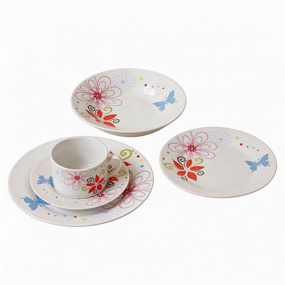 30 Pcs Round Modern Japanese Porcelain Dinnerware Sets with Flower Design-English & Royal Porcelain Tableware