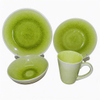 Green Roscher Blue Crackle Japanese Design Stoneware Dinnerware Set 16pc Party Dining Plates Sample Free