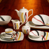 HARVIT 50PCS Various Size & Shape Decal Dish/Dessert/Soup Plate/Tea Pot/Cup&Saucer Porcelain Dinnerware Sets Contemporary Design