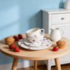 16Pcs HARVIT Cute Shanghai Dinnerware Sets with Red Polka Dot Ceramic Tableware for Party Use