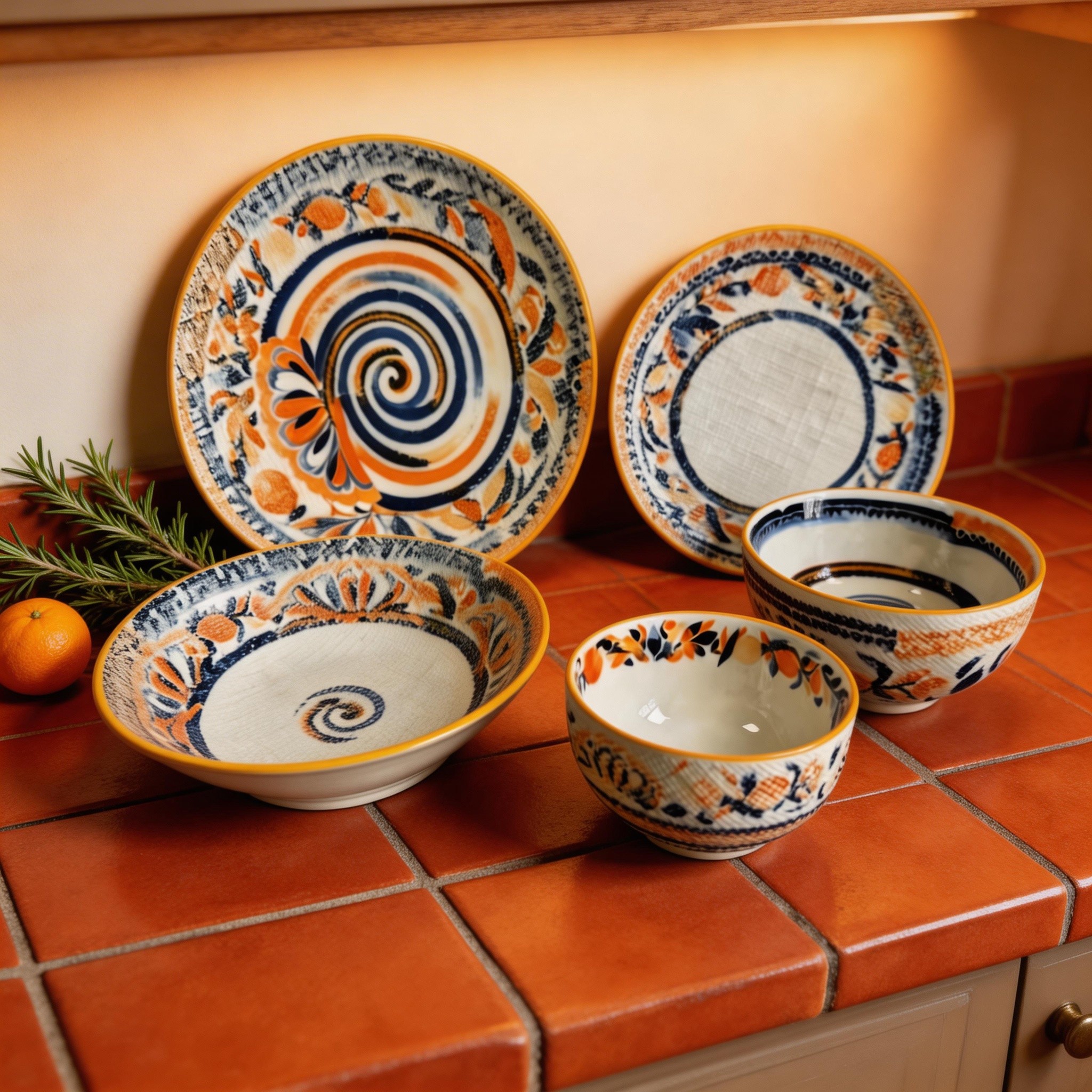 Embossed Pad Printing 20-Piece Ceramic Stoneware Dinner Set-Durable Eco-Friendly Portable & Reusable
