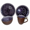 Green Roscher Blue Crackle Japanese Design Stoneware Dinnerware Set 16pc Party Dining Plates Sample Free