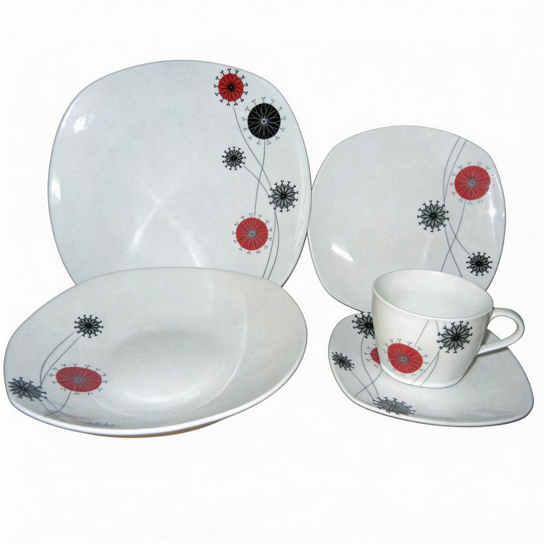 30pcs HARVIT Brand Ceramic Dinner Plate Set with Flower Design for Party Use Guangxi Origin