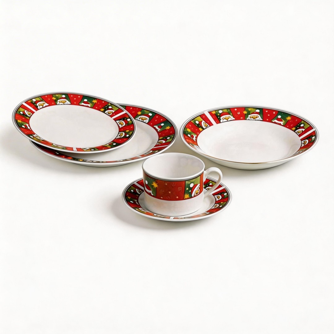 European Style Retro Living 20pcs Porcelain Dinner Sets Christmas Designs / White Pattern Printing Nativity Set for Party Use