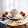 16Pcs HARVIT Cute Shanghai Dinnerware Sets with Red Polka Dot Ceramic Tableware for Party Use