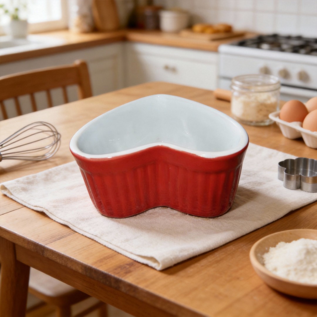White Stoneware for Cereal Bowl and Porcelain Cake Mini Bowl Red Heart Design Cute Eco-Friendly Business Gifts