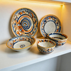 Embossed Pad Printing 20-Piece Ceramic Stoneware Dinner Set-Durable Eco-Friendly Portable & Reusable