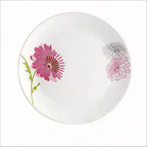 Opal White Glass Eco-Friendly Flower Design Customized 10.5'' Dinner Plate for Restaurants