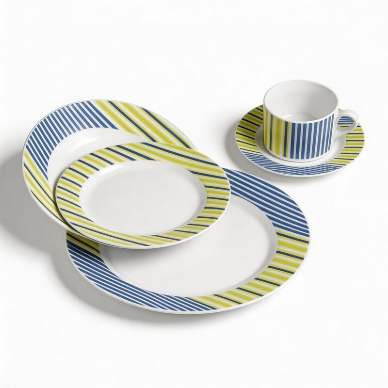 Stock Price Inexpensive Guangxi Fine Porcelain Dinnerware Set by HARVIT Contemporary Design for Party Use
