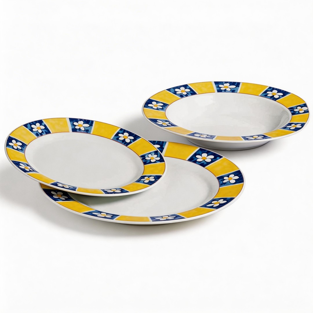 18Pcs Porcelain Round Arcopal Flower Design Party Dinnerware Sets