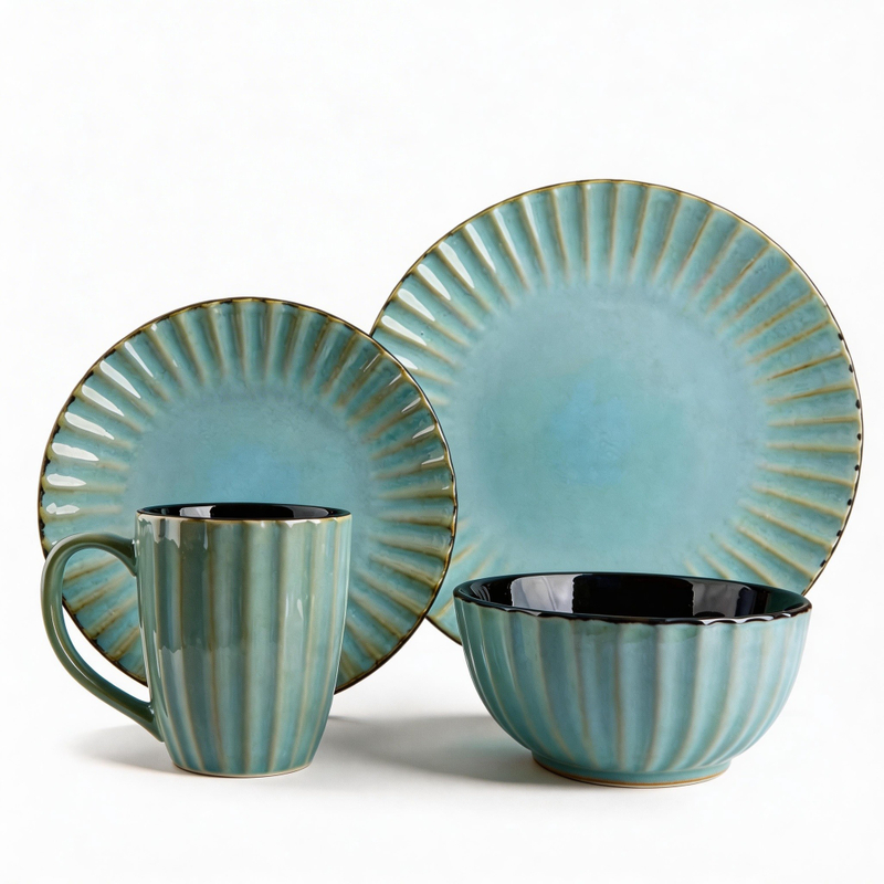 16-Piece Ceramic Dinner Set Dishwasher Safe & Portable Reusable & Sustainable Eco-Friendly Tableware