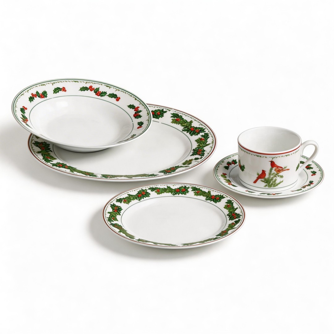 European Style Retro Living 20pcs Porcelain Dinner Sets Christmas Designs / White Pattern Printing Nativity Set for Party Use