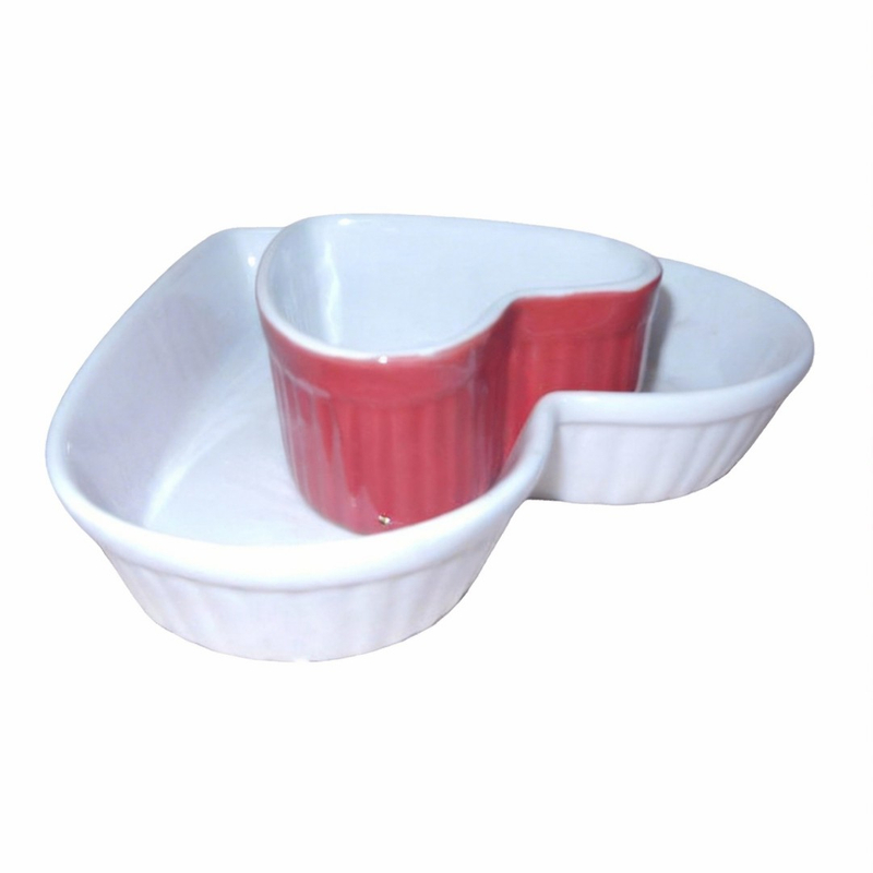 White Stoneware for Cereal Bowl and Porcelain Cake Mini Bowl Red Heart Design Cute Eco-Friendly Business Gifts