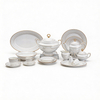 60-Piece European Classic Gold Rim Ceramic Dinnerware Plate Set White Porcelain for Home Hotel Banquet Dishwasher Microwave Safe
