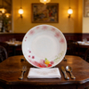 Popular Russia Market Eco-Friendly Disposable Flowers Opal Glassware Plates & Dishes for Party Use