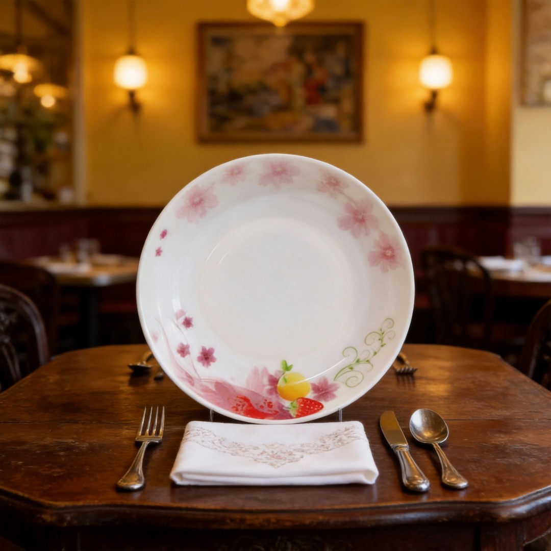 Popular Russia Market Eco-Friendly Disposable Flowers Opal Glassware Plates & Dishes for Party Use