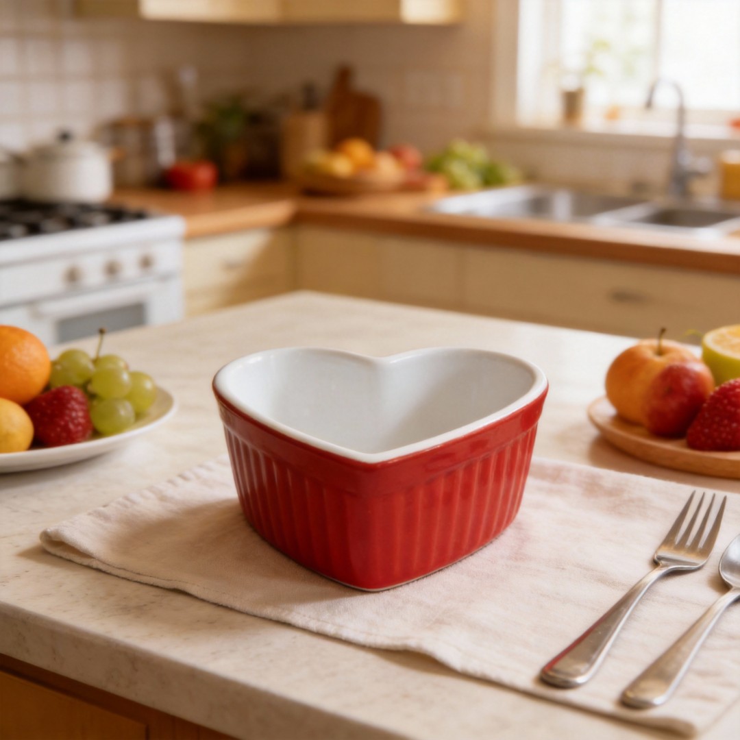 White Stoneware for Cereal Bowl and Porcelain Cake Mini Bowl Red Heart Design Cute Eco-Friendly Business Gifts