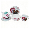 Valentine Heart Design Cute Ceramic Porcelain Breakfast Set/Kitchen Dinnerware Set by HARVIT with Kettle Coffee Mug Cup Saucer