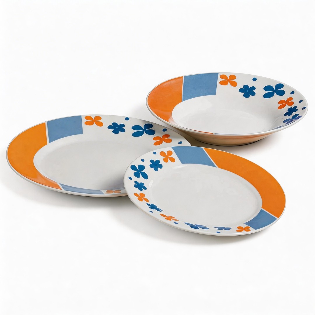 18-Piece Harvit Portuguese Ceramic Dinnerware Sets with Flower Design for Party Use