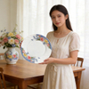 Popular Russia Market Eco-Friendly Disposable Flowers Opal Glassware Plates & Dishes for Party Use