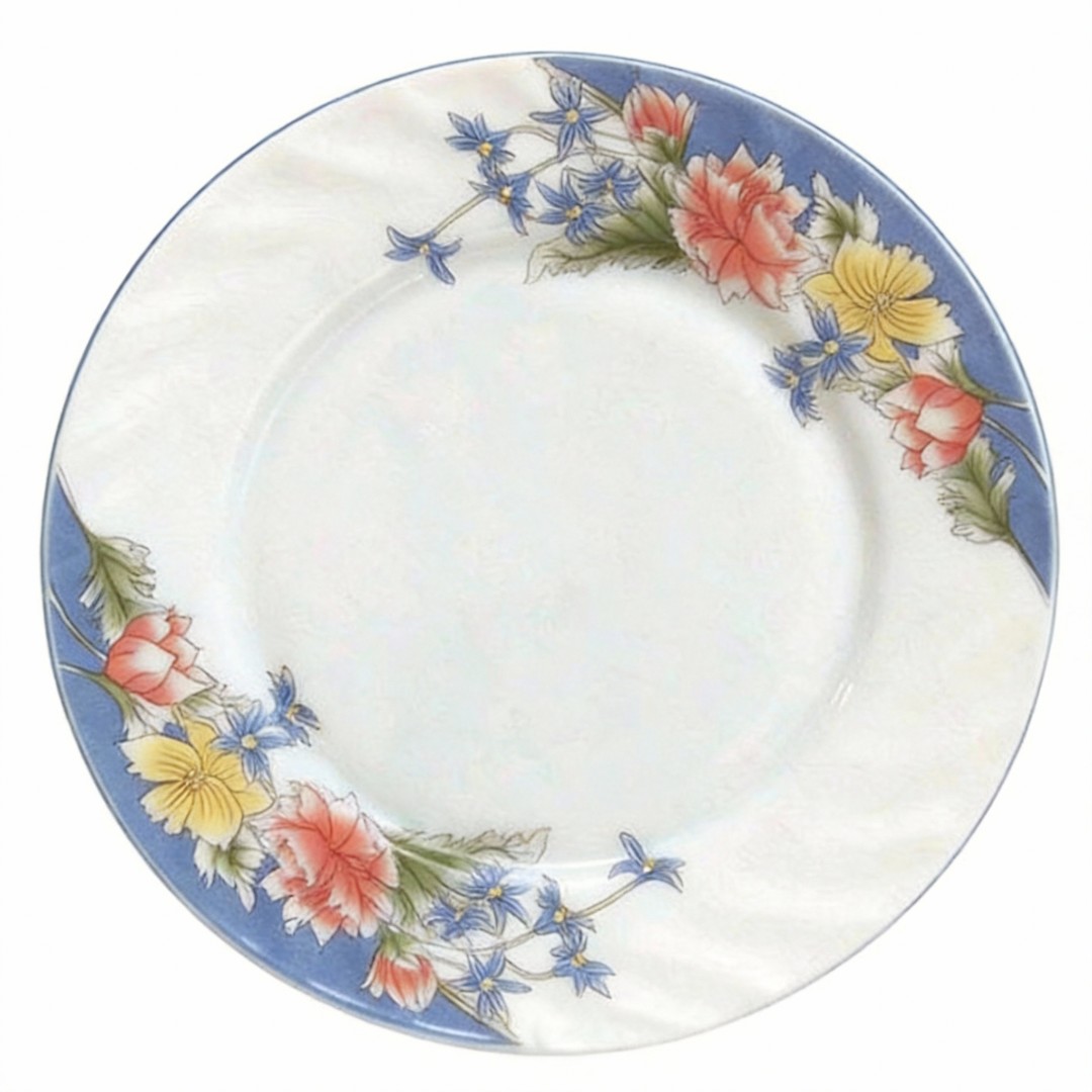 Popular Russia Market Eco-Friendly Disposable Flowers Opal Glassware Plates & Dishes for Party Use