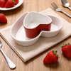 White Stoneware for Cereal Bowl and Porcelain Cake Mini Bowl Red Heart Design Cute Eco-Friendly Business Gifts