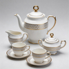 60-Piece European Classic Gold Rim Ceramic Dinnerware Plate Set White Porcelain for Home Hotel Banquet Dishwasher Microwave Safe