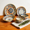 Embossed Pad Printing 20-Piece Ceramic Stoneware Dinner Set-Durable Eco-Friendly Portable & Reusable