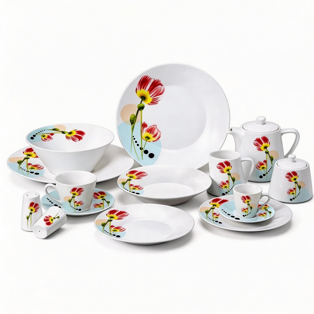 47pcs Harvit Brand Flower Design Ceramic Porcelain Dinnerware Sets for 8 Persons Party Use