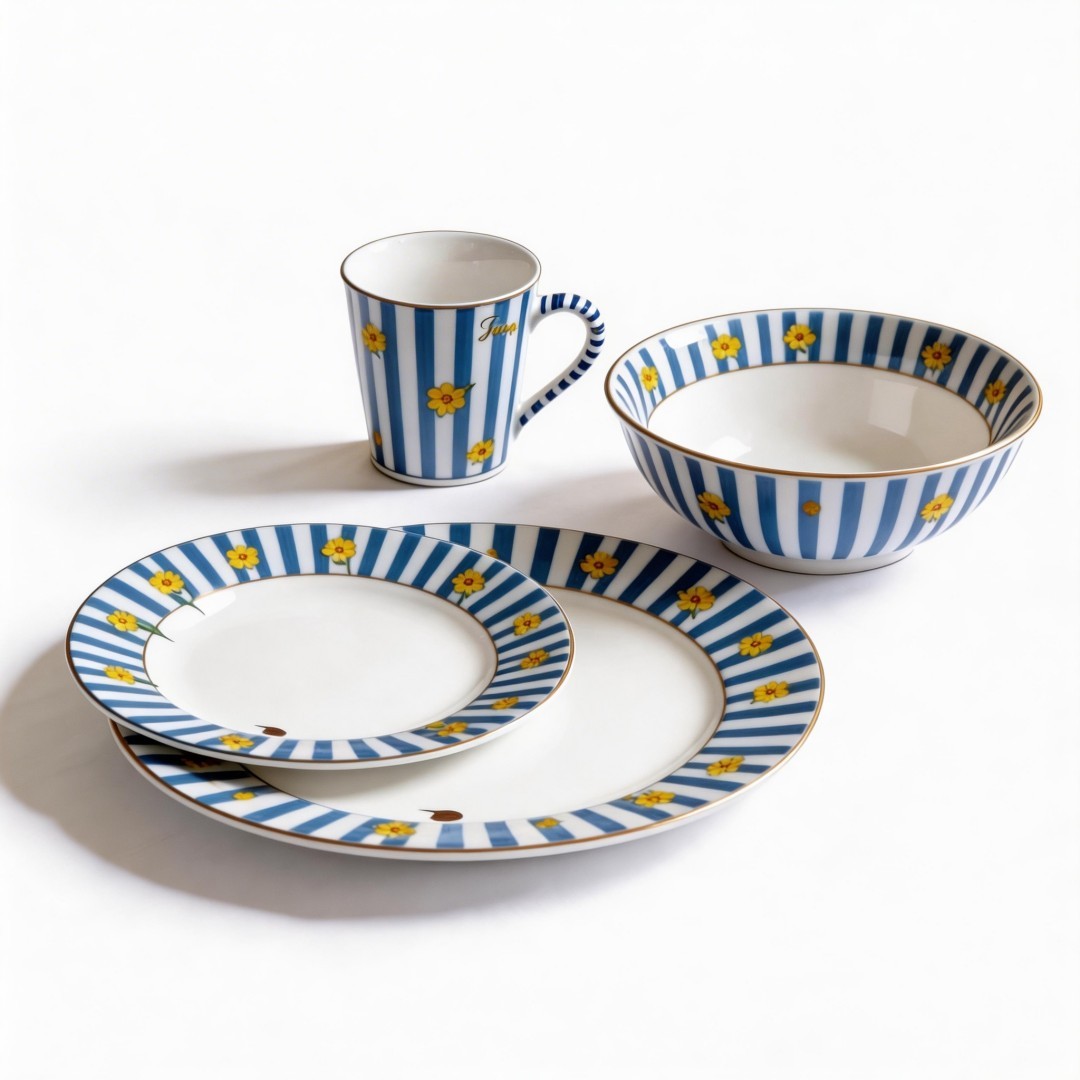 Stock Price Inexpensive Guangxi Fine Porcelain Dinnerware Set by HARVIT Contemporary Design for Party Use