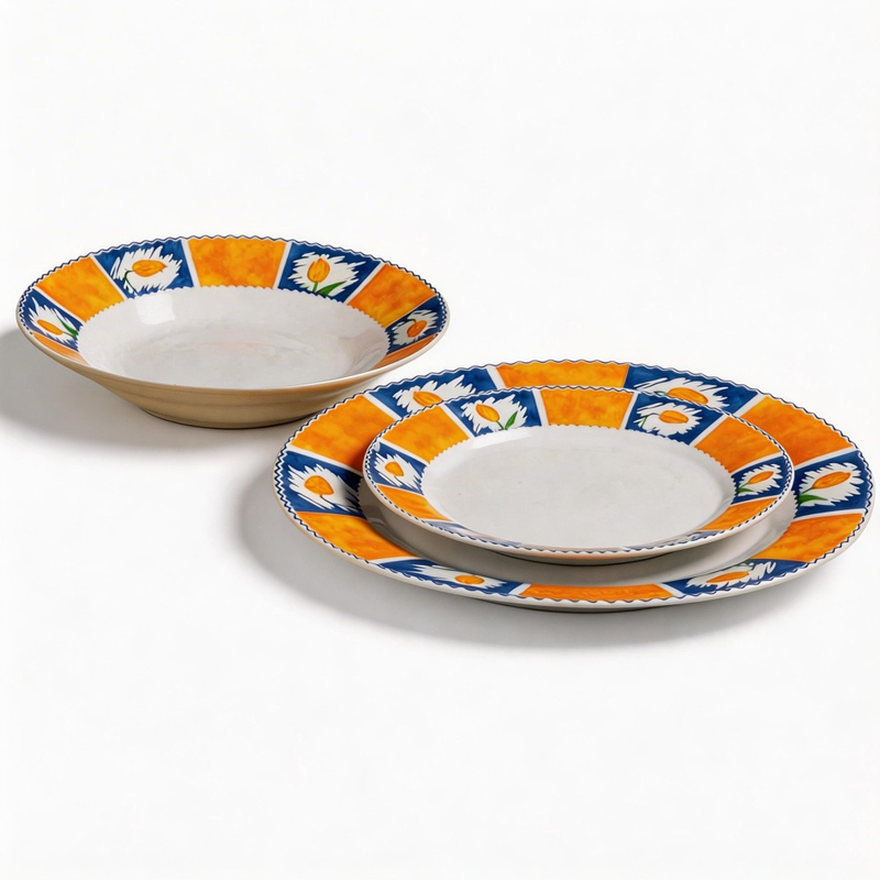 18-Piece Harvit Portuguese Ceramic Dinnerware Sets with Flower Design for Party Use