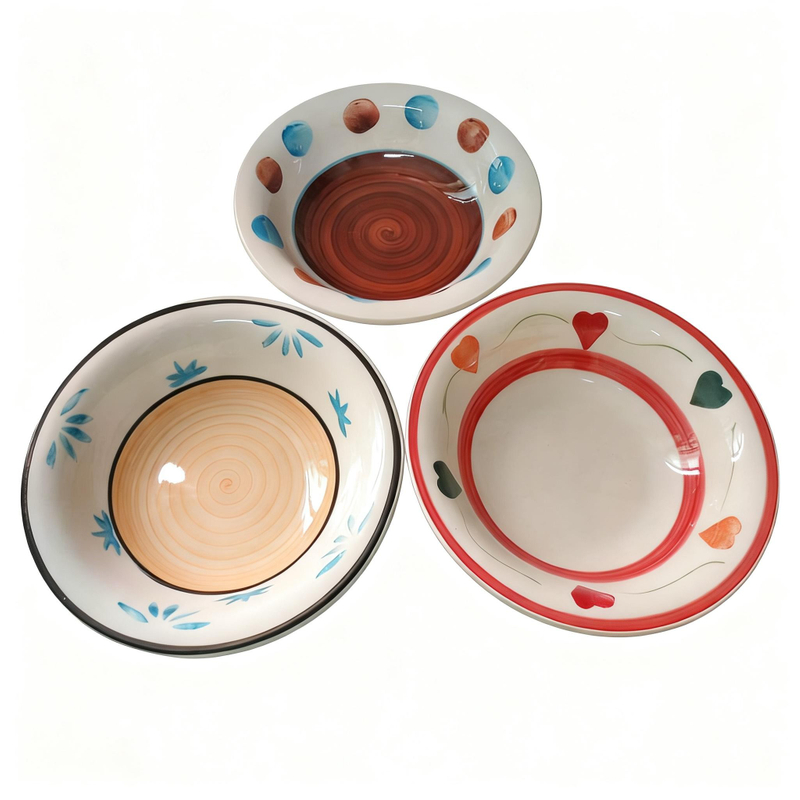 Wholesale HARVIT Bohemian Hand-Painted Stoneware Salad/Soup Bowls 7'' Eco-Friendly Bulk Home Decor