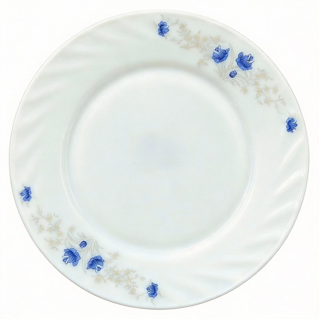Opal White Glass Eco-Friendly Flower Design Customized 10.5'' Dinner Plate for Restaurants
