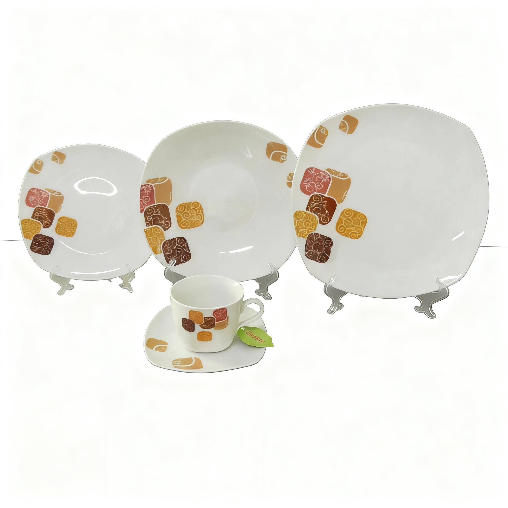 2014 Cheap Square English Porcelain Brand Names Dinner Set House Designs Dishwasher Safe Microwave Safe Oven Safe Contemporary