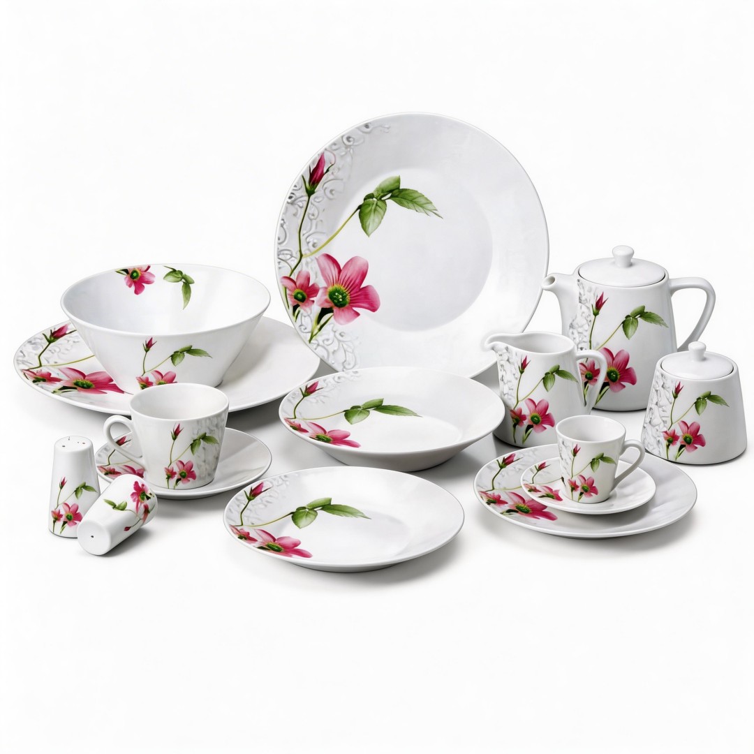 47pcs Harvit Brand Flower Design Ceramic Porcelain Dinnerware Sets for 8 Persons Party Use