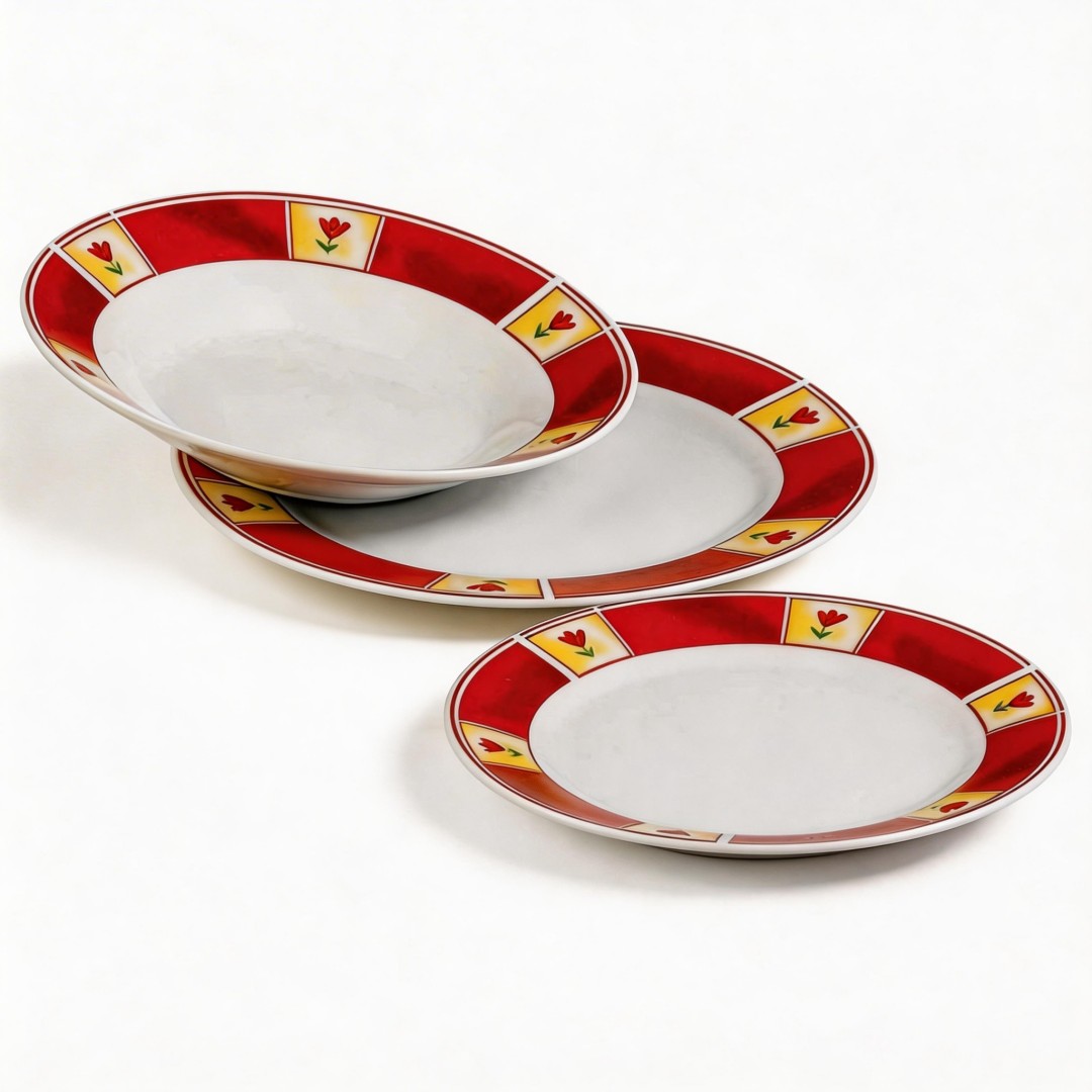 18-Piece Harvit Portuguese Ceramic Dinnerware Sets with Flower Design for Party Use