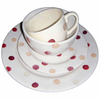 16Pcs HARVIT Cute Shanghai Dinnerware Sets with Red Polka Dot Ceramic Tableware for Party Use