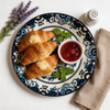 10.5 Inch Food Grade Ceramic Crescent Dinner Plate | White Floral Serving Plate for Home Restaurant Wholesale