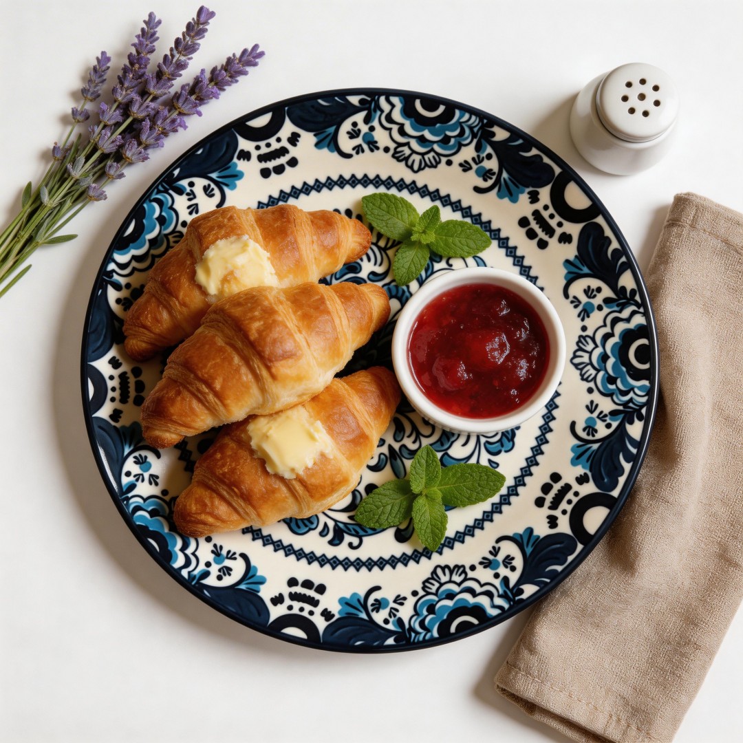 10.5 Inch Food Grade Ceramic Crescent Dinner Plate | White Floral Serving Plate for Home Restaurant Wholesale
