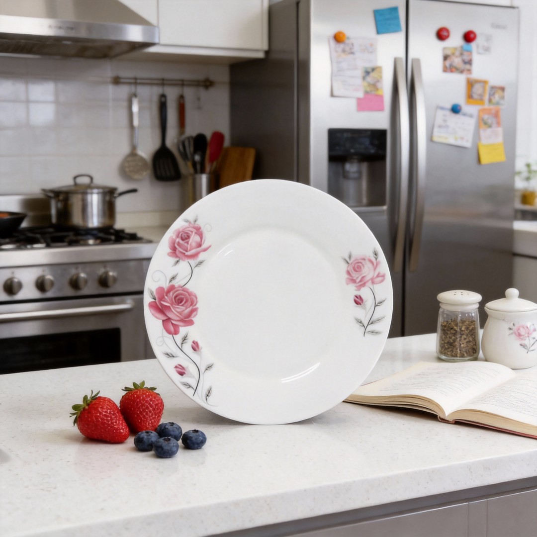 Popular Russia Market Eco-Friendly Disposable Flowers Opal Glassware Plates & Dishes for Party Use