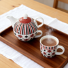 Valentine Heart Design Cute Ceramic Porcelain Breakfast Set/Kitchen Dinnerware Set by HARVIT with Kettle Coffee Mug Cup Saucer