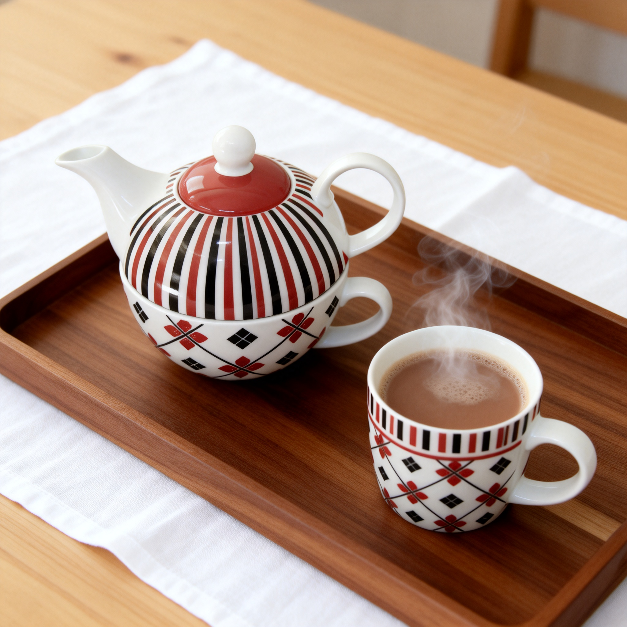 Valentine Heart Design Cute Ceramic Porcelain Breakfast Set/Kitchen Dinnerware Set by HARVIT with Kettle Coffee Mug Cup Saucer