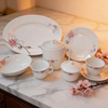 HARVIT Modern Opalware Glass Flower Design 4-Piece Party Dinnerware Set