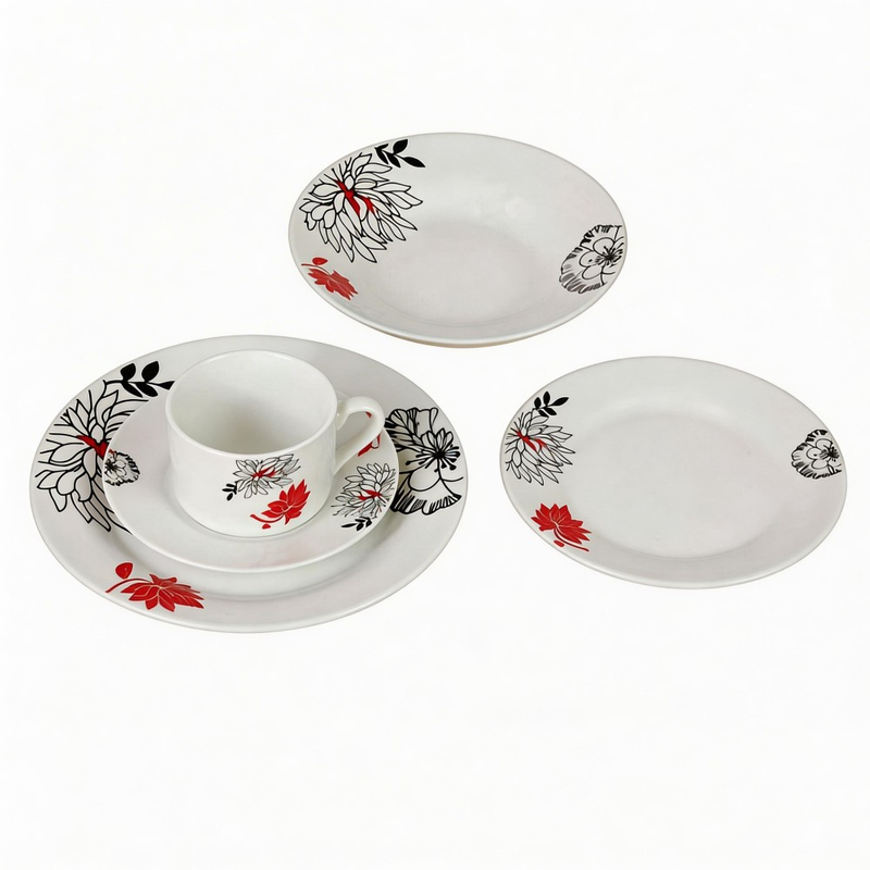 30 Pcs Round Modern Japanese Porcelain Dinnerware Sets with Flower Design-English & Royal Porcelain Tableware