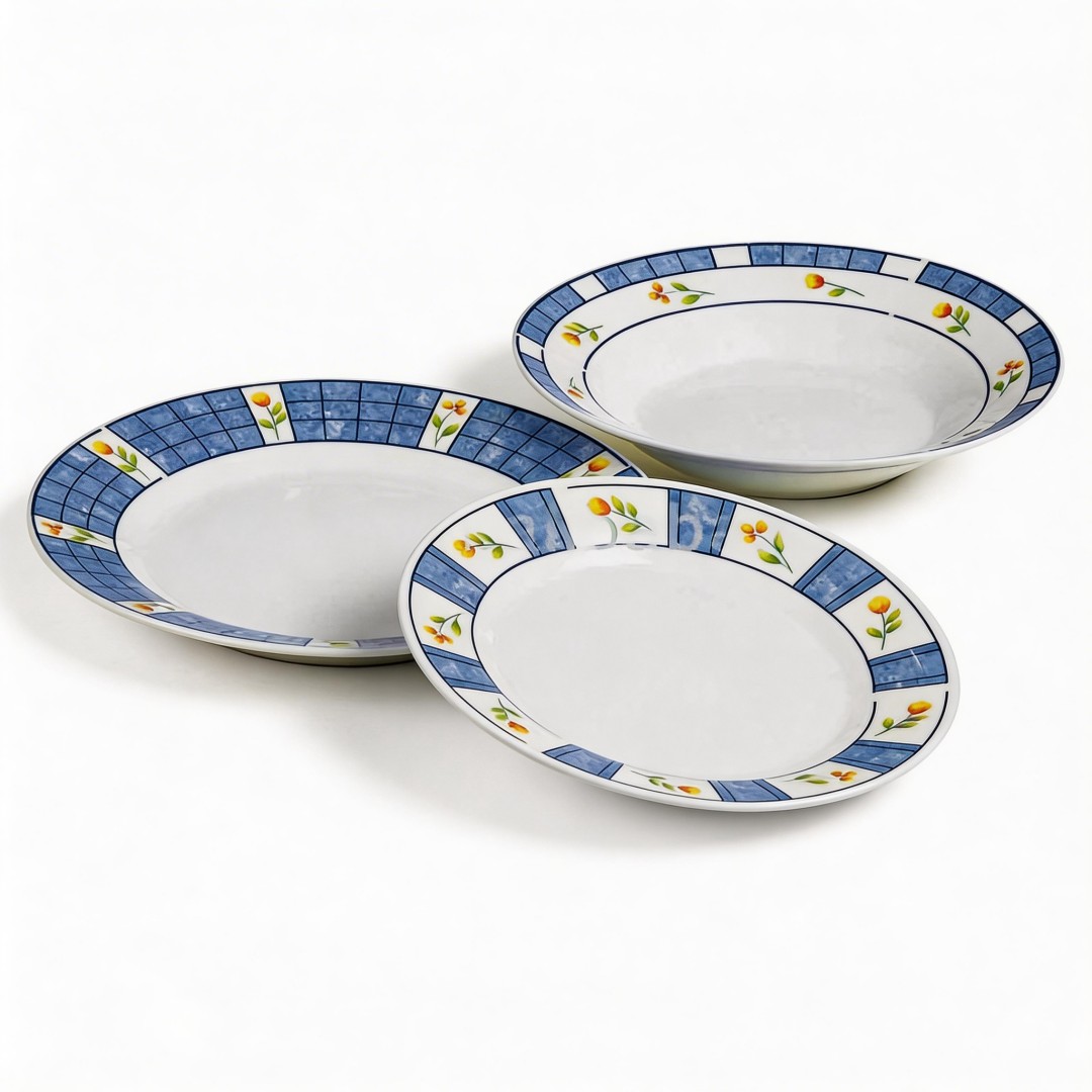 18-Piece Harvit Portuguese Ceramic Dinnerware Sets with Flower Design for Party Use