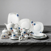 60-Piece Reusable Sustainable Floral Ceramic Dinnerware Set White Porcelain for Home Restaurant Wedding Wholesale