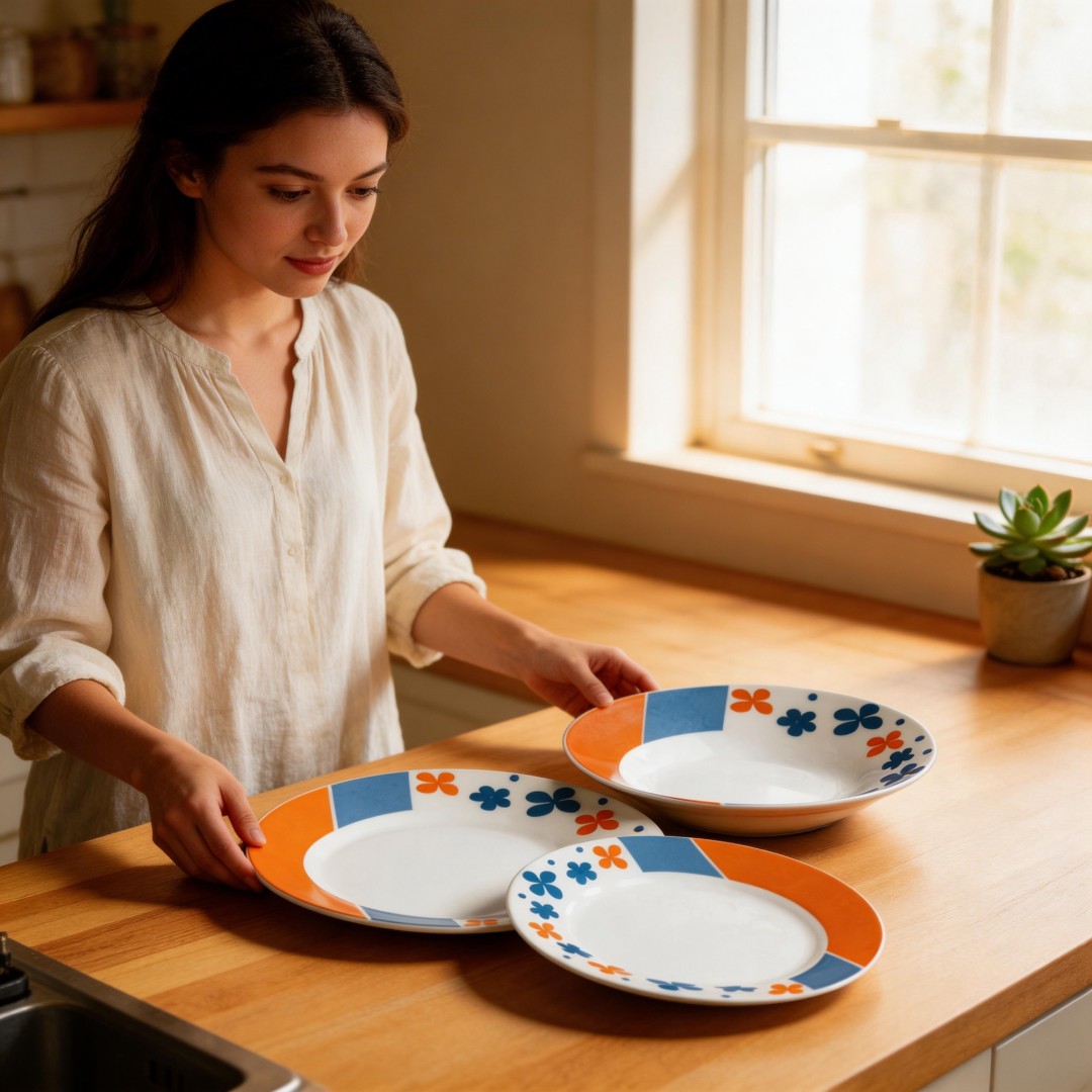 18-Piece Harvit Portuguese Ceramic Dinnerware Sets with Flower Design for Party Use